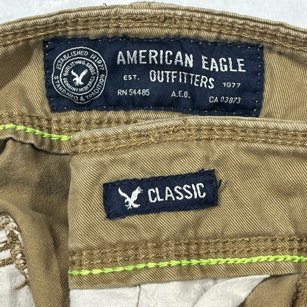 American Eagle Classic Fit Cargo Shorts Mens 32 Khaki Tan Cotton Utility 10" - Picture 2 of 14